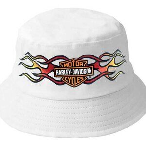 Harley-Davidson Little Boys' Flames Bar & Shield Twill Toddler Bucket Hat